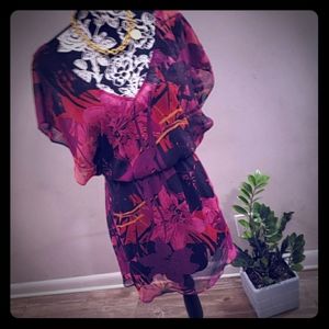 Express floral sheer wide arm dress